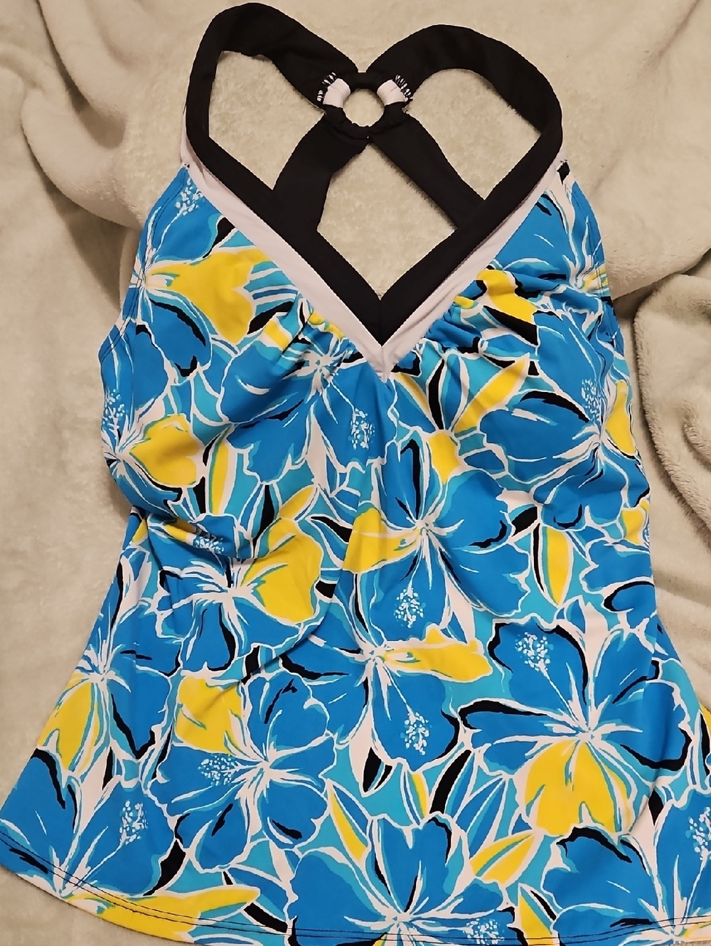 WOMENS Blue & Yellow Floral Tankini Top
